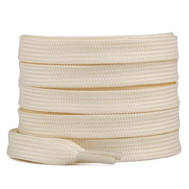Booyckiy 2 Pairs 2/5" Flat Sneaker Shoe Laces 26 Colors Shoe laces in 27"-72" (Beige(2 Pairs), 52inch (132cm))