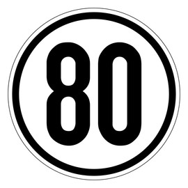 Speed Sticker Foil Sticker km/h Speed Sign Diameter 20 cm (80 km/h)