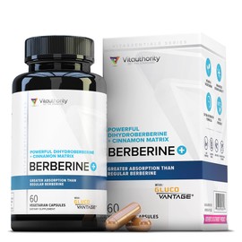 Vitauthority Berberine with Ceylon Cinnamon Supplements | High Absorption Dihydroberberine for Balance and Support | Vegan Powerful AMPk Activator & Antioxidant | 30 Servings