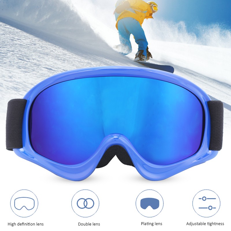 Children Ski Doublelayer Antifog Snow Antisnow Blindness Climbing Windproof Glasses(blue