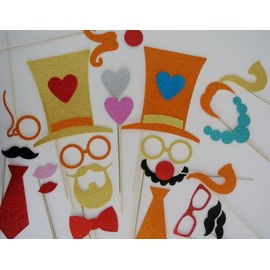 25 Pc Photo Booth Party Props Weddings Circus Theme, Prom Night Baby Shower