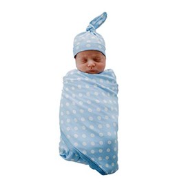 Baby Be Mine Newborn Baby Swaddle Blanket with Matchin Knotted Hat, (Nicole)