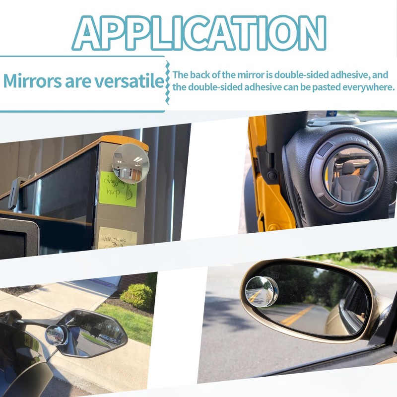PSLER 2" Round Frameless Convex Car Blind Spot Mirror, 360