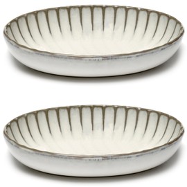 Serax Small White Food Bowls Set of 2 | Inku Tableware by Sergio Herman | Stoneware Microwave Safe Bowls | Dish Set and Dinnerware Sets for Pasta Noodles, Cereal, Soup Bowl, Serving Bowl