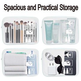 Woobroo Clear Travel Toiletries Bag, 2 Pack TSA Approved Toiletry Bag with Zippers Travel Essentials PVC Waterproof Cosmetic Clear Makeup Bag for Women and Men