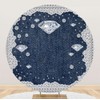 YongFoto Denim and Diamonds Round Backdrop Cover 7.5ft Blue Jeans