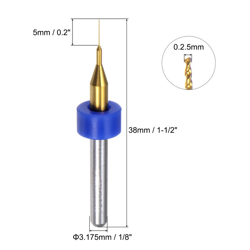 sourcing map 10pcs PCB Drill Bits 1/8" Shank 0.25mm Titanium