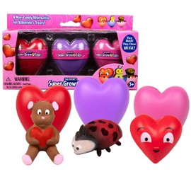 SCS Direct Valentine's Day Super Grow Eggs 3 Pack - WOW! Fun to Hatch Your Own Pets and Watch them grow - Great Valentine gift or treat for Kids, Mom, or Loved Ones - Teddy Bear, Heart and Lady Bug