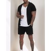 FEOYA Men Shorts Set Hollow Out Mesh 2 Piece Outfits