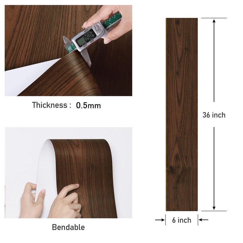 Wallercity Red/Brown Self Adhesive Vinyl Floor Tiles 36''x6'' Peel and