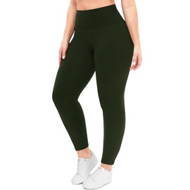 NexiEpoch - Leggings para mujer, talla grande, cintura alta, L-XL-3XL, con control de abdomen, pantalones capri suaves para yoga, para entrenamiento, correr, A-6#army Green, XXX-Large
