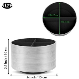 Czzmy Round Leather Art Supply Organizer,Remote Control Holder,360 Degree Spinning,Multi-Functional Pencil Holder,4 Compartments Desktop Stationary Organizer(1-Light Grey)