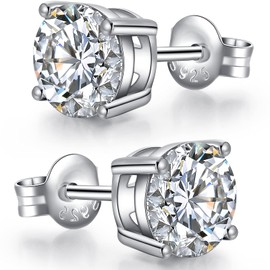 jiamiaoi Fashion High-Quality Earrings Silver 925 Sparkling 5A + Cubic Zirconia Stud Earrings Diamond Earrings Men / Women Hypoallergenic Earrings 4 mm 5 mm 6 mm 7 mm 8 mm