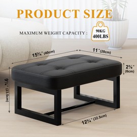 iTsst Small Ottoman，Foot Rest Stool,Leather Foot Stool Under Desk,Rectangular Shoe Seat Step Stool, Soft Sponge Footstool for Living Room, Bedroom and Kitchen, Couch, Entryway(Black)