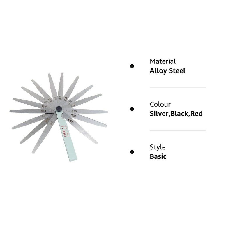 TRIXES Metric 17 Blade Steel Feeler Gauge 0.02-1.0mm Spark Plug