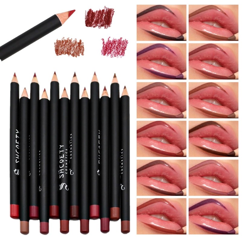 KARLOR Set of 12 Matte Lip Liners in Nude Red