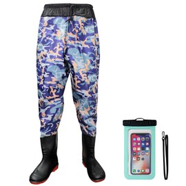 Lfemro Fishing Waist Waders, Nylon/PVC Wader Pants for Men Women, Waterproof Insulated Bootfoot Waders with Boots