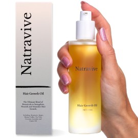 Hair Growth Oil by Natravive,100% Natural - Hair Oil, with, Rosemary Oil for Hair Growth, Biotin, Argan, Caffeine, Coconut and Lavender Oil To Nourish and Thicken all Hair Types