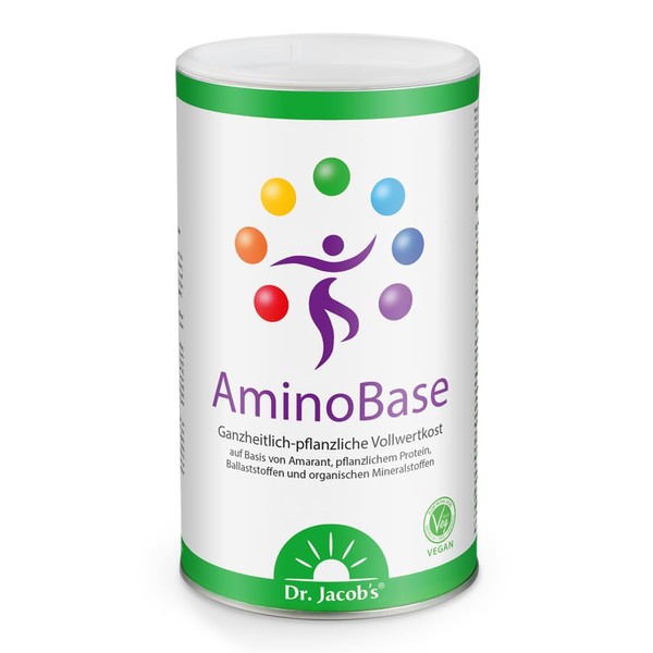 Dr. Jacob's AminoBase 345 g Tin for Base Fasting I Complete Basic Meal Replacement with Vegetable Protein and Organic Minerals I with Zinc Magnesium Potassium Calcium Vitamin