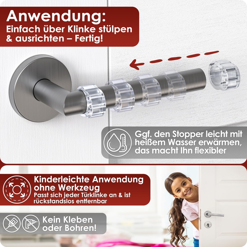 WEIDEBACH® Robust Door Stopper for Any Door Handle, 6 x