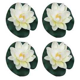 4 Pcs Artificial Floating Foam Lotus Flower with Water Lilys Pad Ornanments,Lifelikes Fake Lotus Flowers for Patio Pond Pool Fish Tank Aquarium Home Garden Special Decoration Outdoor Décor