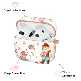 Velvet Caviar Compatible with AirPods 3rd Generation Case with Keychain - Cute Protective Hard Cover - AirPod 3 Case - Western Cowboy Teddy Bear