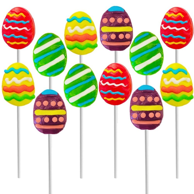 Happy Easter Egg Lollipops Suckers, Fat-Free, Individually Wrapped Easter Egg