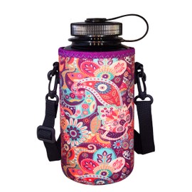 Koverz 32-40oz 1200ml Water Bottle Carrier with Shoulder Strap, Water Bottle Holder - Paisley