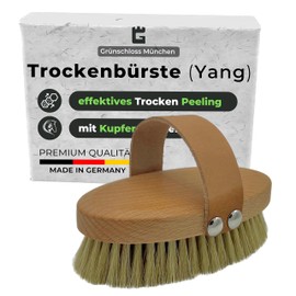 Grünschloss Dry Brush Copper Monastery Brush Yang - Exfoliating Massage Brush Body for Blood Circulation and Cellulite (Made in Germany) Body Brush for Dry Brush Exfoliate Copper Brush Oval Natural