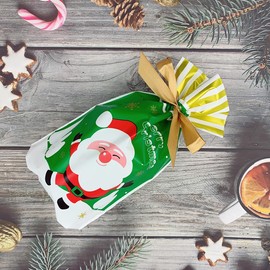 VIFOME Christmas Party Favor Bags,24pcs Santa Bags Christmas Treat Bags Christmas Goodies Bags Santa Plastic Drawstring Bags Candy Goodies Bags Gift Wrapping Bags Holiday Party Decoration