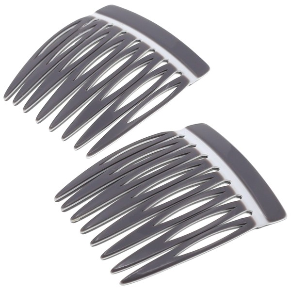 Camila Paris CP3350 French Hair Side Comb Handmade Small Gray White French Twist Hair Combs Decorative, Strong Hold Hair Clips for Women Bun Chignon Up-Do Styling Girls Hair Accessories Made in France