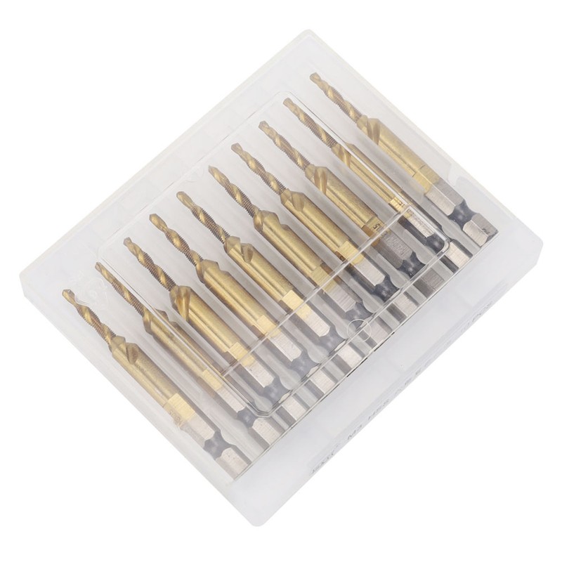 10pcs Hex Shank Drill Bit Metric Screw Thread Tap Titanium