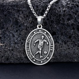 MEIDERBO Soccer Necklace Sterling Silver Soccer Pendant Necklace Sports Necklace Jewelry for Men Women Birthday Anniversary Day Christmas with 22+2 Inch Chain