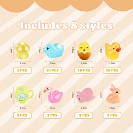 60 Pieces Mini Animal Luminous Resin Ducks Miniature Figures Small Ducks Mushrooms Swan Pig Dolphin Ducks Chicken Rabbit Miniature Figures for Garden Landscape Dollhouse Ornament DIY Craft Decorations