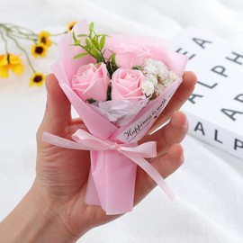 Christmas Mini Artificial Rose Bouquet for Gifts, 1 Count Creative DIY Spring Faux Flower Decoration without Vase, Fake Rose Flower for Home Decor, Romantic Gift, Men Gifts - Color: Lilac, Specification: one-size