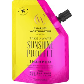 Charles Worthington Sunshine Protect Shampoo Takeaway, Travel Size, Moringa Seed Oil and UV filters, Salon Shampoo for Women for Sun Protection, 75ml