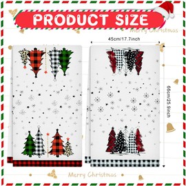 Cosiesnest 2 PCS Christmas Kitchen Towel 45 * 66cm Christmas Tea Towels for Kitchen Hand Towels for Kitchen Soft Absorbent Quick Dry Dish Towels Bar Towels for Home Pub Christmas Kitchen Accessories