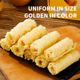 Fried Tofu Skin Roll, 120g Dried Tofu Skin, Nutritious Delicious Tofu Skin, Bean Roll, Golden Bean Curd Rolls for Dishes Hot Pots Stir-Fries Noodles 响铃卷 炸豆皮卷 (2 bags, Fried Tofu Skin Roll)