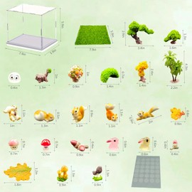 Miniature Garden ，31 Pieces，Acrylic Display Case ，Fairy Garden Accessories，Glow in The Dark Fairy Garden Decor Accessories，Acrylic Dollhouse，DIY Kit Micro Landscape Ornaments for Outdoor Indoor