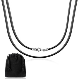 Patelai Black Cord Chain Necklace Silver Clasp Thin Soft Rope Long Necklace Cord with Clasp Wax Rope Chain Pendant Jewelry Gift for Men Women (Classic, 20 Inch)