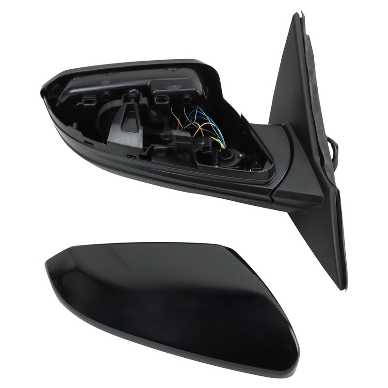 TRQ Passenger Side Power Heated Mirror Smooth Black Paint to