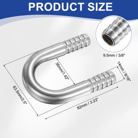 PATIKIL 1pc 9/16"(14mm) x 9/16"(14mm) Hose Barb Fitting 304 Stainless Steel U-Joint Connector Barb Fitting Metal Splicer