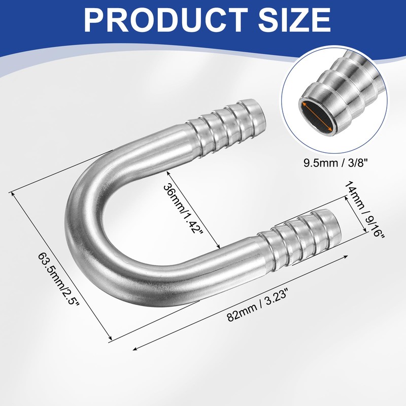 PATIKIL 1pc 9/16"(14mm) x 9/16"(14mm) Hose Barb Fitting 304 Stainless