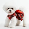PUPTECK Plaid Dog Christmas Dress Cute Puppy Costume Outfit Small