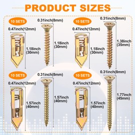 SmallCat 80pcs Heavy Duty Wall Anchors, Metal Self-Drilling Anchors and Screws, Dry Wall Screw Anchors Kits, No Drill or Holes in Wall (40 Pcs Steel Anchors, 40 Pcs Zinc Screws in 4 Sizes)