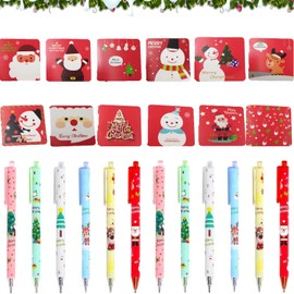 12 Christmas Gel Ink Pens Cartoon + 12 Mini Christmas Notepads, Christmas, Ballpoint Pen Christmas, Christmas Gifts Small Items, Christmas Pens, Pen Christmas, Christmas