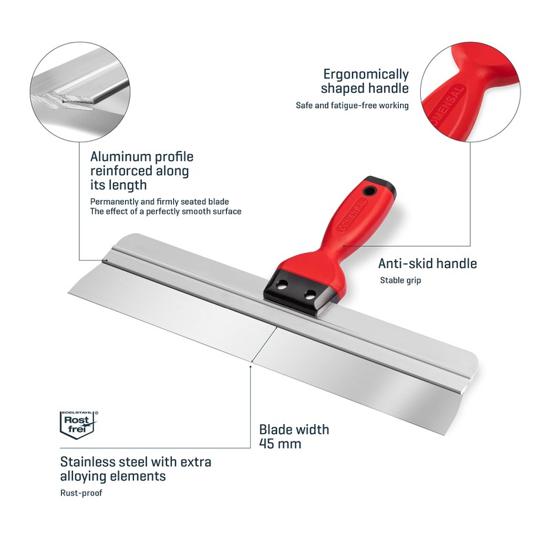 COMENSAL Surface Spatula 250 mm - Professional Facade Spatula Stainless
