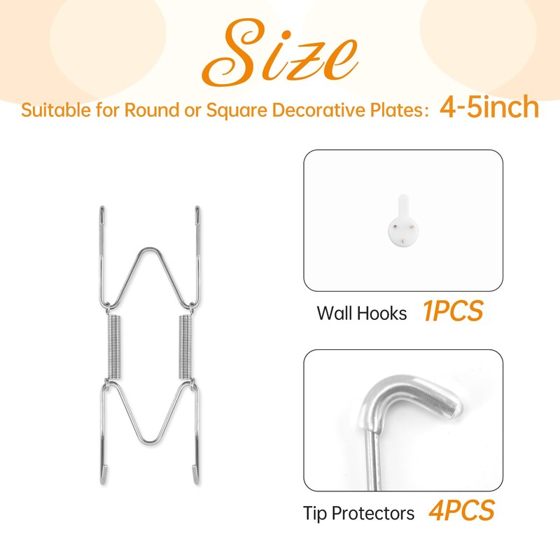 Plate Hangers for Wall for 4-5 inch, Silver