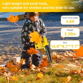 Corded Electric Leaf Blower,2 in 1 Small Handheld Lightweight Sweeper/Vacuum,110V 400W Portbale Blower for Leaf/Snow/Dust Blowing (Yellow)