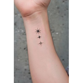 FEEL INK Tatuaje Temporal de Jagua Negro Realista, Tattoo Falso Resistente al Agua Hasta 15 Días, Diseño Unisex 8x18 cm, Colección Juvenil Aesthetic (Estrellas)